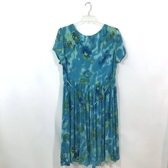 Vintage 80s 90s Casual Floral Midi Dress Multicolor BILA,L - Picture 6 of 9